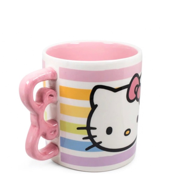 NEW Hello Kitty Pastel Rainbow Pink Bow Handle Large Ceramic Coffee Mug - Picture 5 of 6